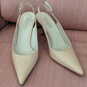 Coach Alena Nude Sling Back Kitten Heels
